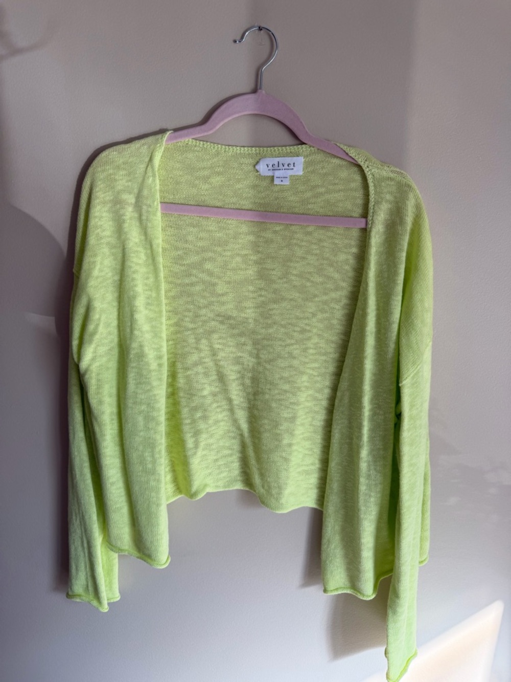 Velvet by Graham & Spencer Neon Lime Open-Front Cardigan